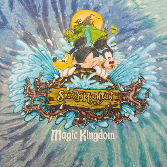 Walt Disney Magic Kingdom Splash Mountain S T Shirt Blue Tie Dye Mickey Donald - Picture 3 of 15